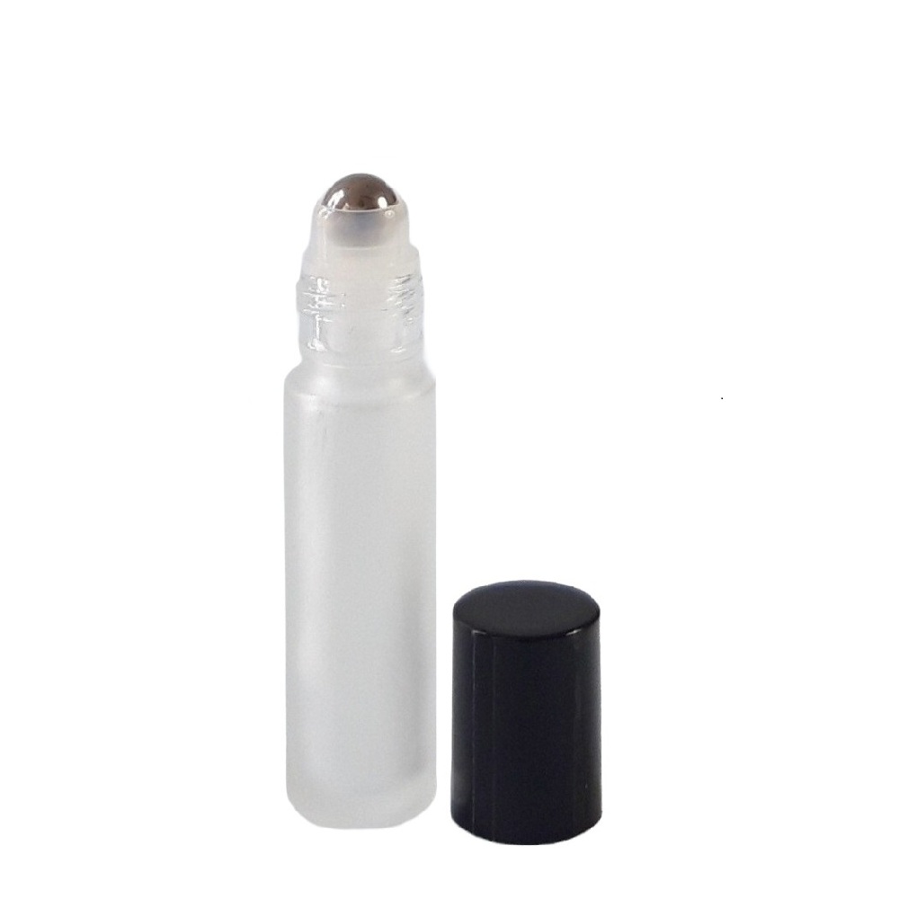 ROLL ON 9 ml peskano steklo kovinska kroglica in črn pokrov