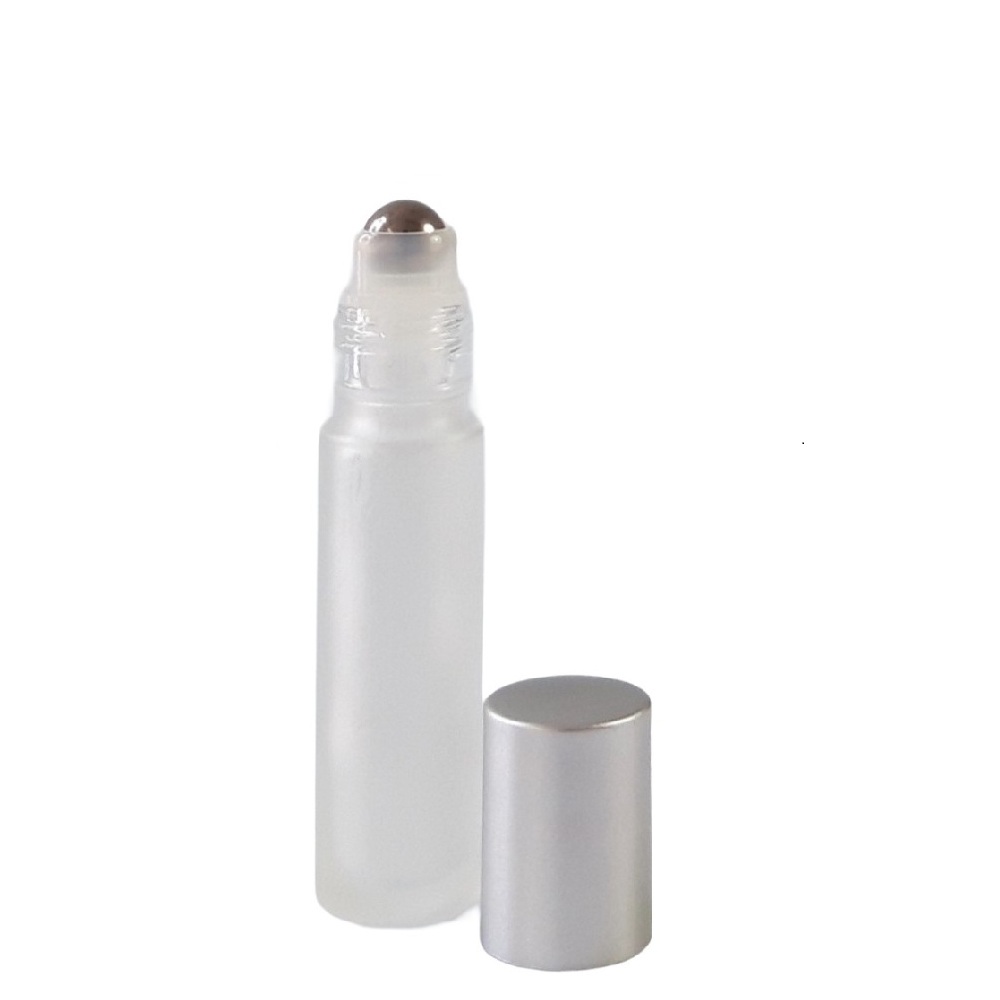 ROLL ON 9 ml peskano steklo kovinska kroglica in mat srebrn pokrov